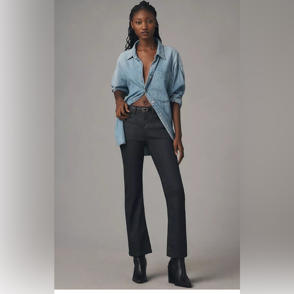 NWT Anthropologie Pilcro The Yaya Coated Crop Flare Jeans